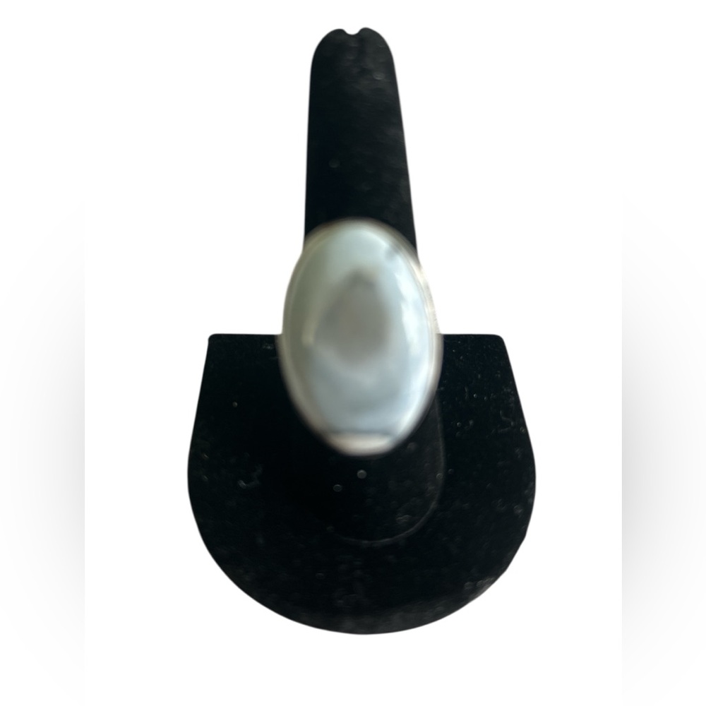 925 Sterling Silver Owhyee Eye Blue Opal Stone Oval Ring